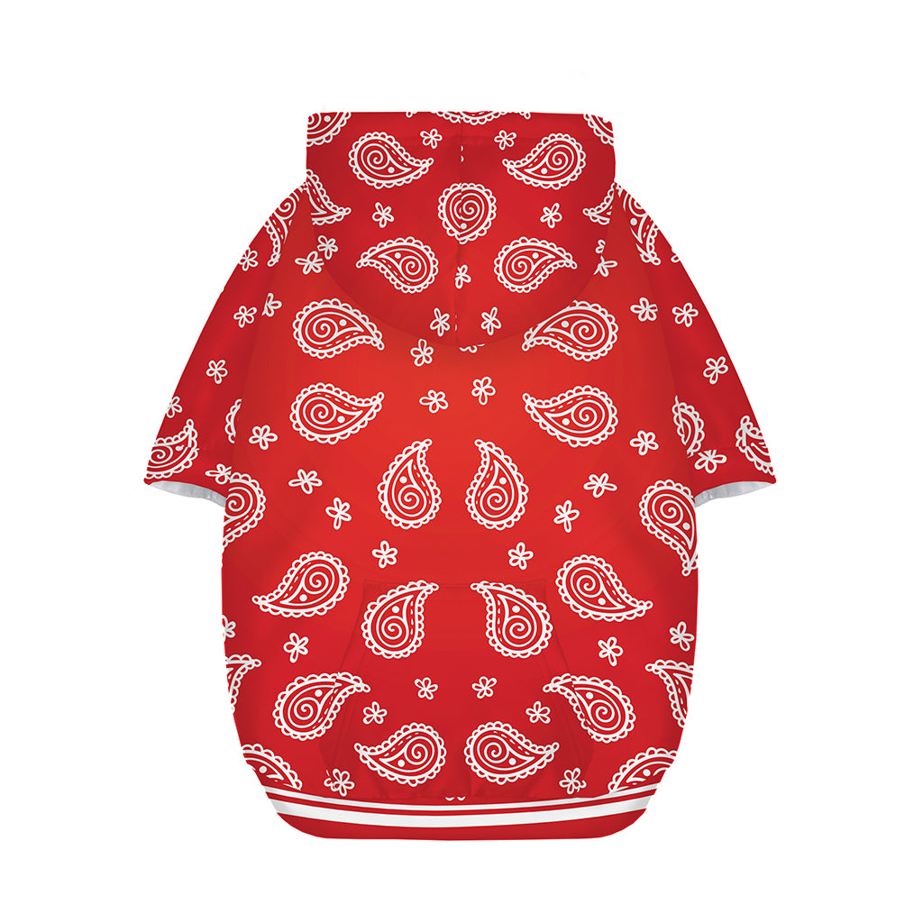 Red And White Bandana Print Dog Zip Up Hoodie