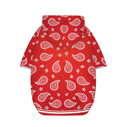 Red And White Bandana Print Dog Zip Up Hoodie