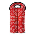 Red And White Bandana Print Double Neoprene Wine Tote