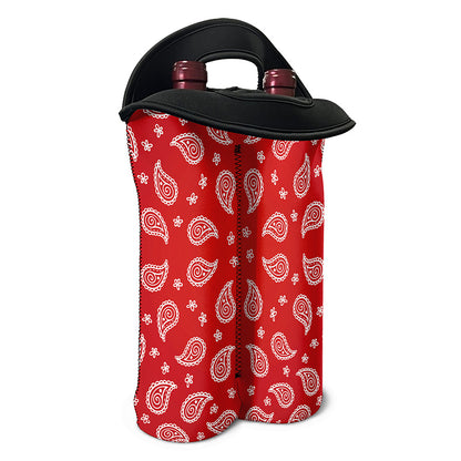 Red And White Bandana Print Double Neoprene Wine Tote