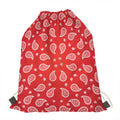 Red And White Bandana Print Drawstring Bag