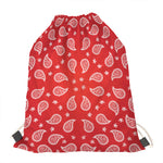 Red And White Bandana Print Drawstring Bag