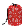 Red And White Bandana Print Drawstring Makeup Bag
