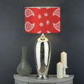 Red And White Bandana Print Drum Lamp Shade