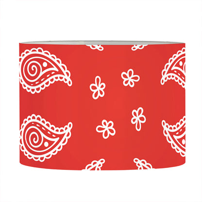 Red And White Bandana Print Drum Lamp Shade