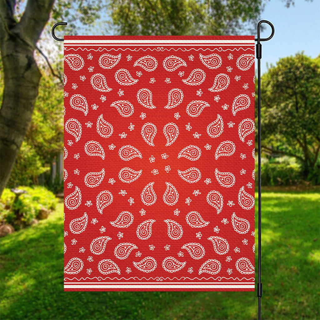 Red And White Bandana Print Garden Flag