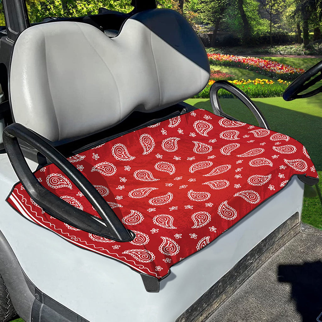 Red And White Bandana Print Golf Cart Seat Cover