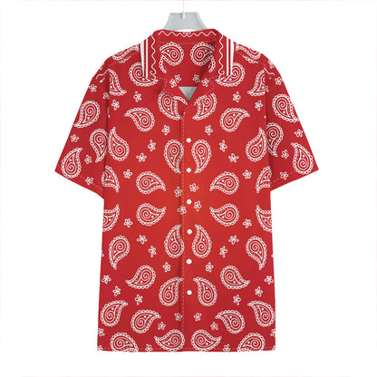 Red And White Bandana Print Hawaiian Shirt