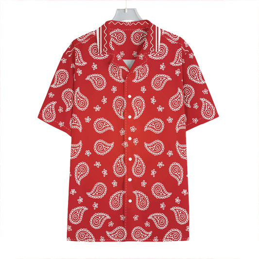 Red And White Bandana Print Hawaiian Shirt