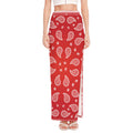 Red And White Bandana Print High Slit Maxi Skirt