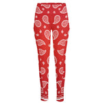 Red And White Bandana Print High-Waisted Pocket Leggings