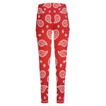 Red And White Bandana Print High-Waisted Pocket Leggings