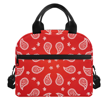 Red And White Bandana Print Insulated Lunch Bag