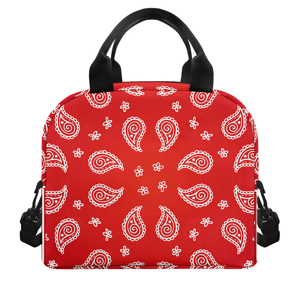Red And White Bandana Print Insulated Lunch Bag