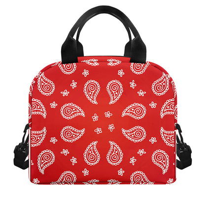 Red And White Bandana Print Insulated Lunch Bag