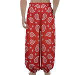 Red And White Bandana Print Lantern Pants
