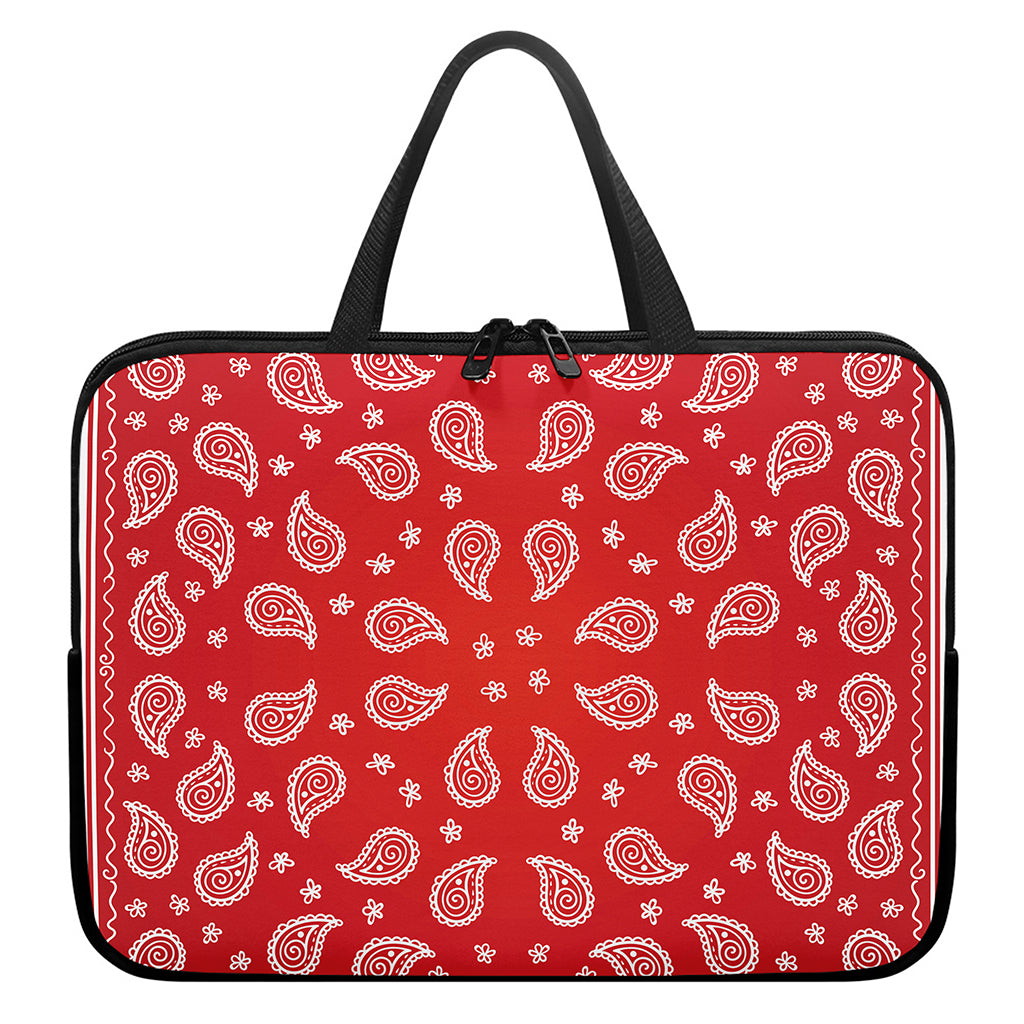 Red And White Bandana Print Laptop Sleeve With Handle