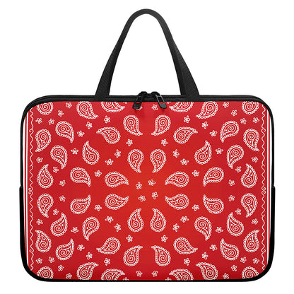 Red And White Bandana Print Laptop Sleeve With Handle