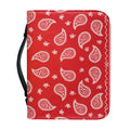 Red And White Bandana Print Leather Bible Cover