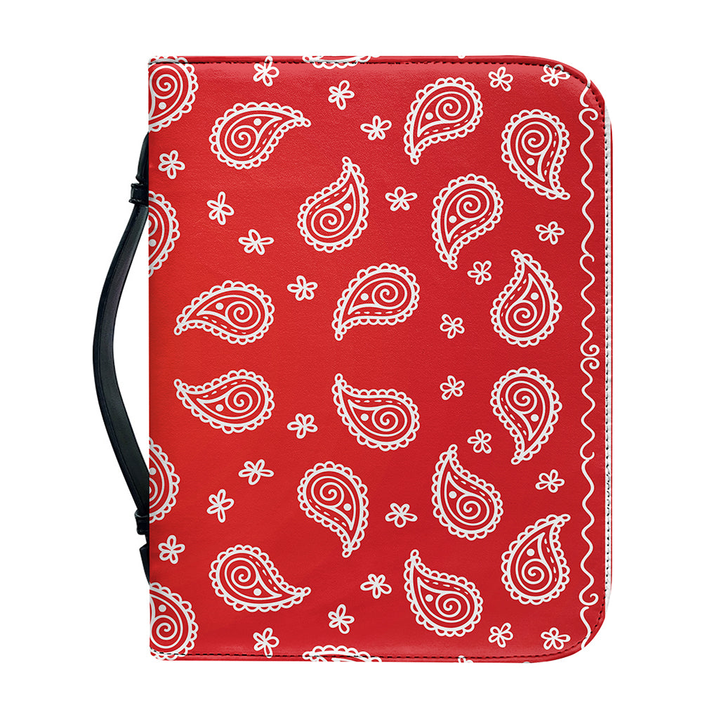 Red And White Bandana Print Leather Bible Cover