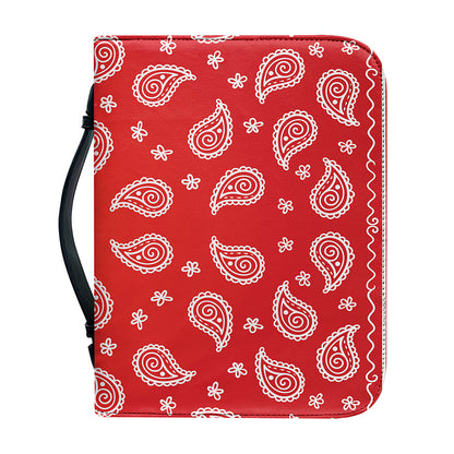 Red And White Bandana Print Leather Bible Cover