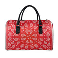 Red And White Bandana Print Leather Duffel Bag