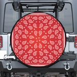 Red And White Bandana Print Leather Spare Tire Cover