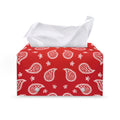 Red And White Bandana Print Leather Tissue Box Cover