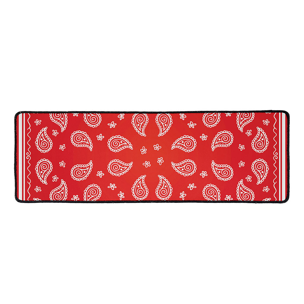 Red And White Bandana Print Long Kitchen Mat