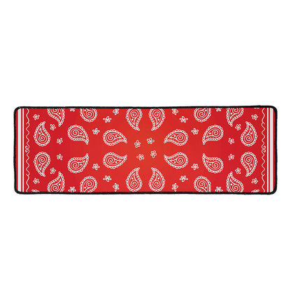 Red And White Bandana Print Long Kitchen Mat
