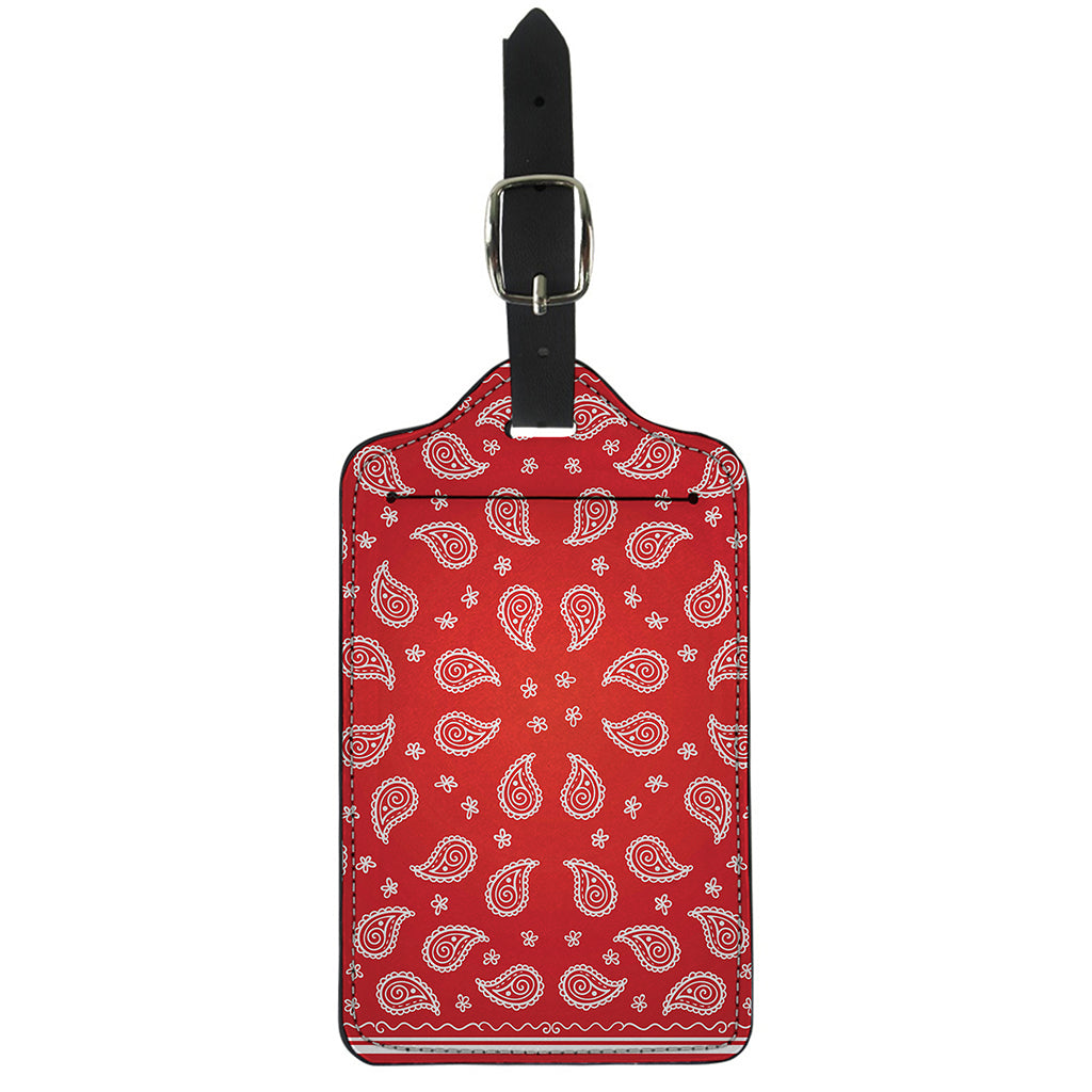 Red And White Bandana Print Luggage Tag