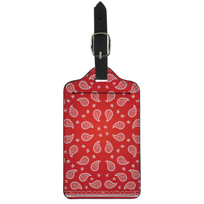 Red And White Bandana Print Luggage Tag