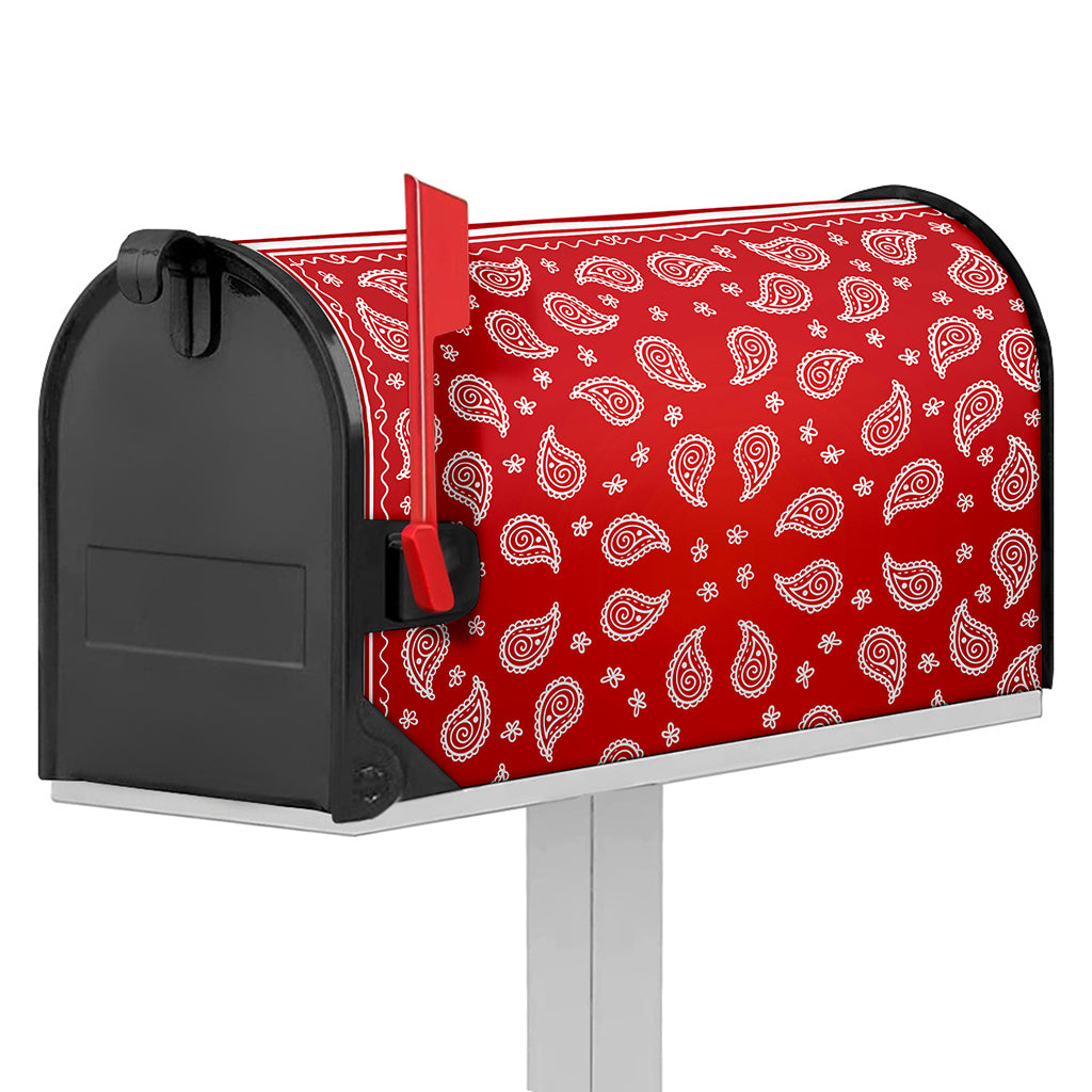 Red And White Bandana Print Mailbox Cover