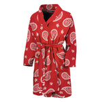Red And White Bandana Print Men's Bathrobe
