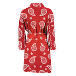 Red And White Bandana Print Men's Bathrobe