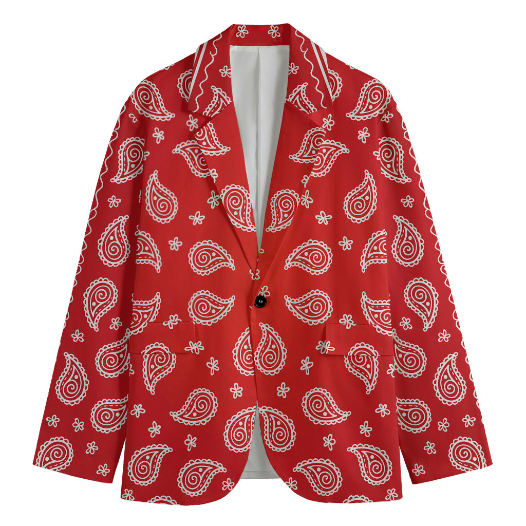 Red And White Bandana Print Men's Blazer