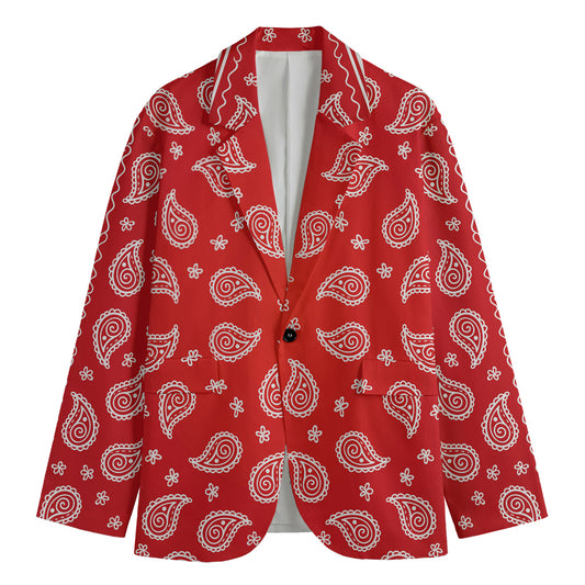 Red And White Bandana Print Men's Blazer