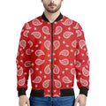 Red And White Bandana Print Men's Bomber Jacket