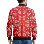 Red And White Bandana Print Men's Bomber Jacket