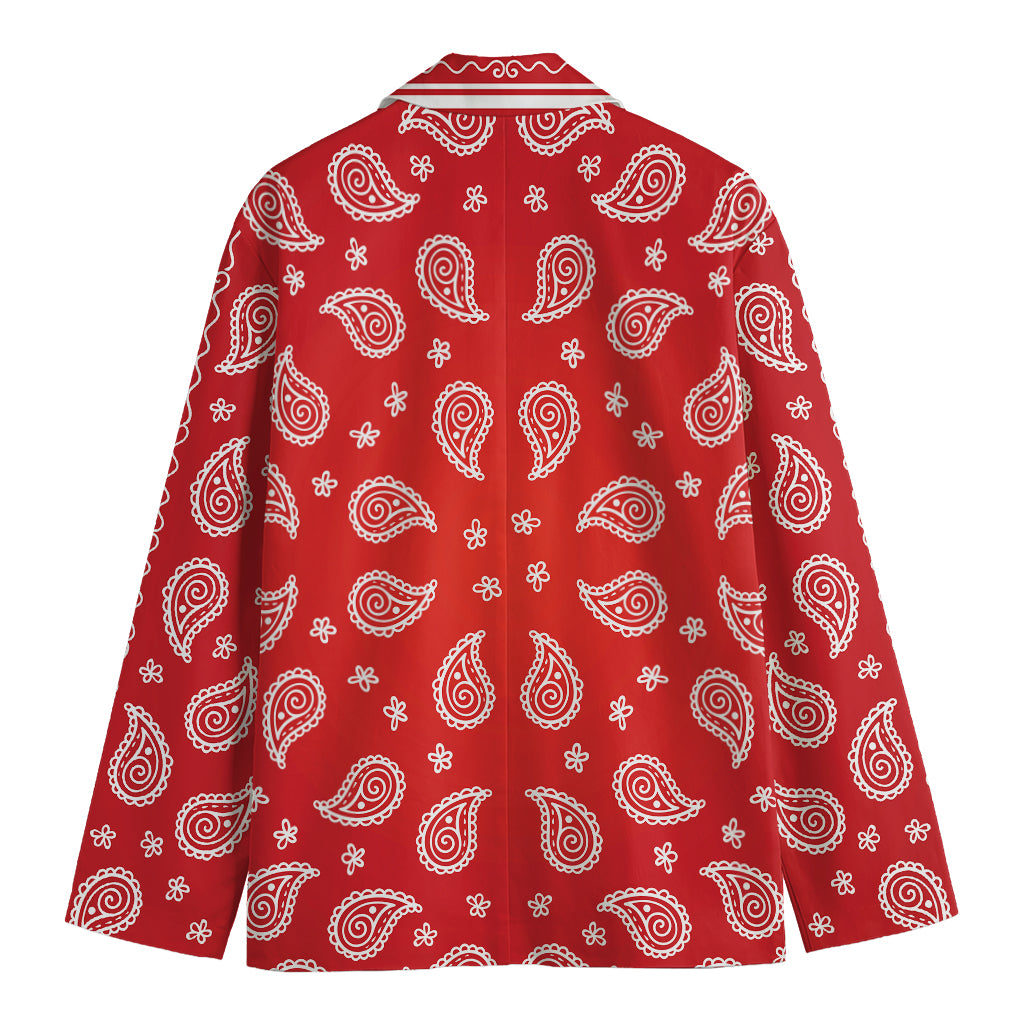 Red And White Bandana Print Men's Cotton Blazer