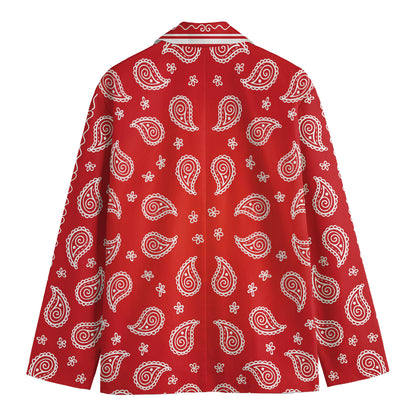 Red And White Bandana Print Men's Cotton Blazer