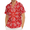 Red And White Bandana Print Men's Deep V-Neck Shirt