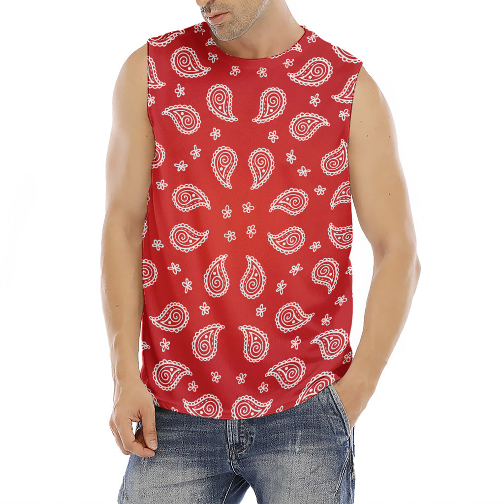 Red And White Bandana Print Men's Fitness Tank Top