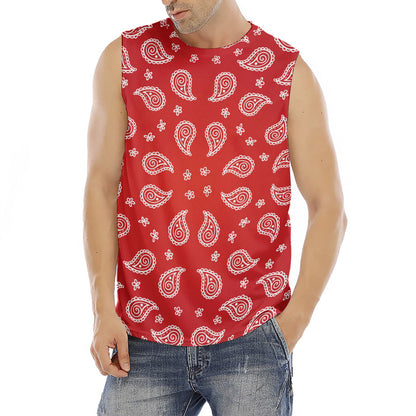 Red And White Bandana Print Men's Fitness Tank Top