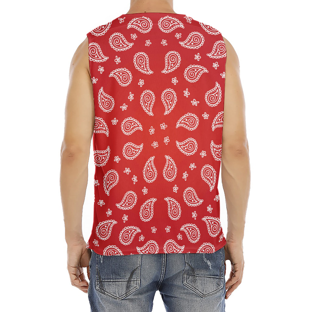 Red And White Bandana Print Men's Fitness Tank Top