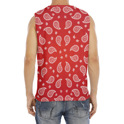 Red And White Bandana Print Men's Fitness Tank Top