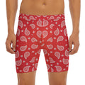 Red And White Bandana Print Men's Long Boxer Briefs