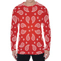 Red And White Bandana Print Men's Long Sleeve T-Shirt
