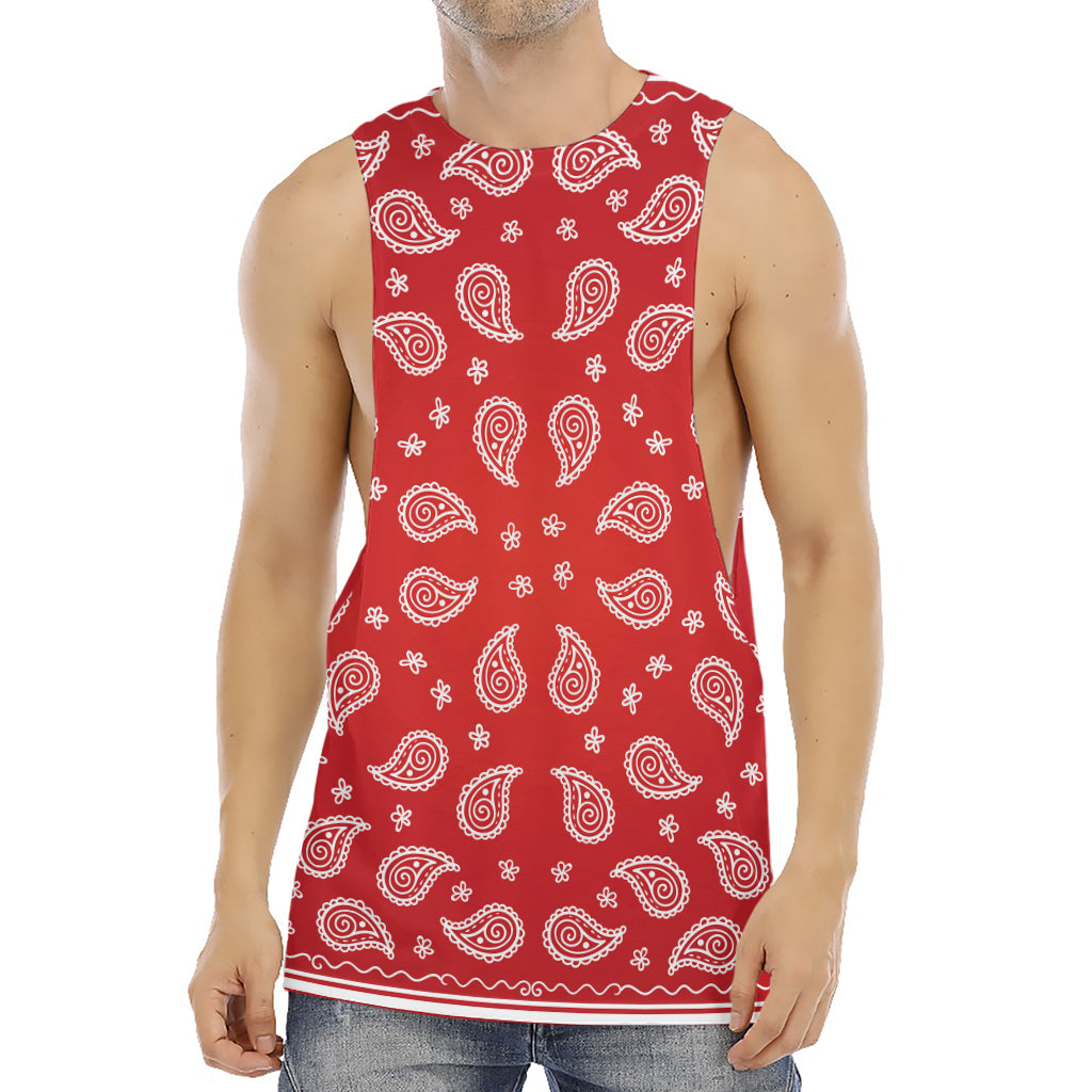 Red And White Bandana Print Men's Muscle Tank Top