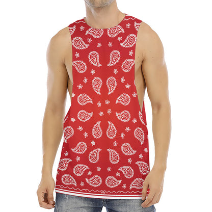 Red And White Bandana Print Men's Muscle Tank Top